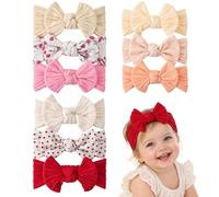 9 Pack Baby Girl Headbands and Bows, Ultra Soft Stretchy Nylon Headbands | Cute Headwear, Infant Hairbands for Newborn Infants Toddlers, Cute Hair Accessories Gift Set for Kids