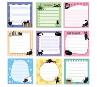 9 Pack Black Cat Sticky Notes, 450 Sheets Cat Post It Notes for Pet Lovers, Self-Adhesive Funny Post It Notes for Journaling Crafting, Kawaii Stationary, Office Supplies 3x3 Inch