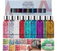 9 Pack Body Glitter Gel, Mermaid Sequin Chunky Glitter Face Hair Nail Lip Glitter Gel Lasting Sparkling Lotion Glitter Liquid Eye Shadow for Festival Birthday Makeup Party