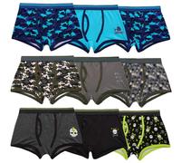 9 Pack Boys Boxer Shorts Cotton Rich | Cool Fun Designs Super Soft Boys Underpants in Cool Animals, Nature, Sports, Design | Comfortable, Breathable, Lightweight, Kids Boxers | 7-13 Years Old