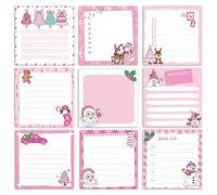 9 Pack Christmas Sticky Notes 450 Sheets Pink Sticky Notes Set with Santa Snowman Designs Cute Winter Holiday Post It Notes Pads for Gift Tag Christmas Party Supplies Party Bag Fillers Xmas Stationery