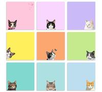 9 Pack Cute Cat Sticky Notes (76x76mm), 450 Sheets Black Cat Removable Self-Adhesive Memo Pads, Animal Page Markers & Stationery Supplies for Office, School, Teacher & Party Bag Fillers