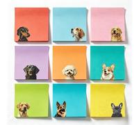 9 Pack Cute Dog-Themed Sticky Notes with Self-Adhesive Backing, Square Multicolor Puppy Print Notepads for Reminders and Short Messages, 7.5CM, 80pcs Random Colors