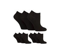 IOMI 9 Pair Multipack Ladies Diabetic Trainer Socks Loose Fitting Non Binding Ankle Socks (4-8, Black)