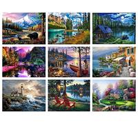 9 Pack Diamond Painting Kits for Adults - 5D Landscape Diamond Art Kits for Adults Kids Beginner,DIY 5D Diamond Painting Full Drill Round Rhinestone for Home Wall Decor 11.8X15.7inch/30X40CM