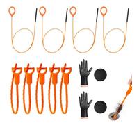 9 Pack Drain Brush, Sink Unblocker Tool, drain snake, 1 Pair of Industrial Gloves Flexible and Plug Hole Brush for Bathroom Sink, Shower, Bathtub, Fish Tank, RV Pipes