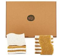 9 Pack Eco Sponge Washing up Compostable Kitchen Dish Sponge Biodegradable Washing Up Scrubber Sponges for Dishes with Heavy Duty Coconut Husk Scouring Pad