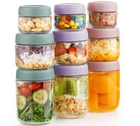 9 Pack Glass Mason Jars with Airtight Lids, Large & Small 16oz, 10oz, 4oz for Meal Prep and Food Storage