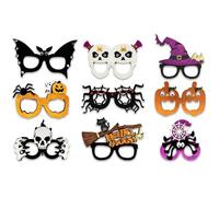 9-Pack Halloween Glasses Set - Spooky Photo Booth Props with Spider, Pumpkin & Bat Designs, Fun Eyewear for Adults & Kids