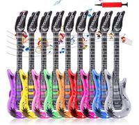 9 Pack Inflatable Instruments,Assorted Colors Blow Up Guitar,36 Inch Rock Star Guitar Toy,Colorful Inflatable Guitars Rock 'N Roll Party Favor for 80s 90s Themed Party Birthday Carnival Decoration