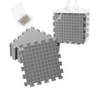 9-Pack Knitting Blocking Mats Kit with Grid Extra Thick Foam Boards for Knitting Crochet Projects 100 T-Pins Clear Carrying Bag Interlocking Blocking Boards for Shawls Blankets Crafts (9-Pack, Grey)