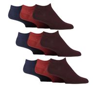 Gentle Grip 9 Pack Mens Diabetic Trainer Socks Extra Wide Socks for Swelling (UK, Numeric, 6, 11, Regular, Regular, Burnt Orange/Blue/Burgundy)