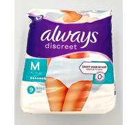 9-pack of Always Discreet Incontinence Pants Plus in Size Medium EU 36-42