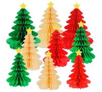 9 Pack Paper Christmas Tree Christmas Honeycomb Paper Tree Honeycomb Christmas Trees 3D Xmas Tree Table Decorations Indoor Hanging Decor Premium Reusable Christmas Honeycomb Decorations, 3 Sizes
