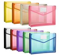 9 Pack Plastic Expanding File Folders with Snap Closure A4/Letter Size Organizer for Office Business School Supplies Durable Document Storage Easy Access Colorful Design