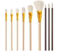 9 Pack Pottery Glaze Brushes Set, Oil Paint Brushes Set Wooden Handle Goat Hair Blending Brush Blending Mop Brush Ceramic Tools for Watercolor Acrylic Painting