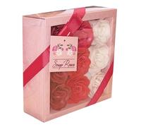 9 Pack Red and White Soap Roses - Valentines Day - Gift for Her - Mothers Day - At Home Spa Day - Love, Flowers 6877