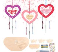 9 Pack Red Love Heart Wind Chimes Painting Kit, Valentine's Day Romantic DIY Gift for Couples, Adult Artistic Craft Set, Bulk Decorative Craft for Wedding, Anniversary & Home Decor