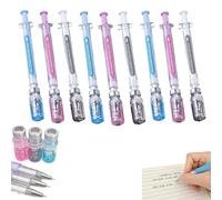 9 Pack Syringe Pens, Creative Syringe Shaped Black Gel Pens for Funny, Nurse Novelty Ballpoint Pen for Work and Nursing School Supplies, Pen Body Color Random