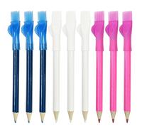 9-Pack Tailor Pens with Brush, Fabric Pencil, Dissolvable Sewing Pencil, Erasable Fabric Marker Pencil, DIY Craft Markers for Tailor Marking Fabric and Tracing Tool (Blue+Red+White)
