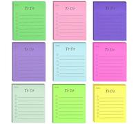 9 Pack to Do List Sticky Notes, Lined Sticky Notes, Do List Notepads | 450 Sheets, Self-Stick, 9 Colors, 8.9 * 7.6 CM, for School Office Meeting Home Plan Reminder Stationery Supplies