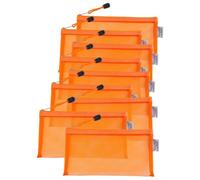9 Pack Transparent Pencil Case Multipack, A6 Clear Mesh Pencil Pouches with Zip, Sturdy Nylon Translucent Slim Stationery Organizer Bag for Exams, School Supplies, Students & Teenagers (orange)