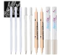 9-Pack White Acrylic Paint Pens Set,Includes Fine Point,Dual Tip Hard/Soft & Pastel Gel Pens for Artists - Multi-Surface White Ink Pen for Black Paper,Rock,Canvas,Wood,Glass,Ceramic,Card Making