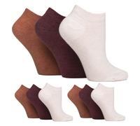 IOMI 9 Pair Multipack Ladies Diabetic Trainer Socks Loose Fitting Non Binding Ankle Socks (4-8, Terracotta/Lavender Cream/Burgundy)