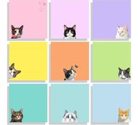 9 Packs 450 Sheets Cute Cat Sticky Notes Set,Removable Adhesive Memo Pads,Cat Themed Stationery Supplies for Women Girls,Office School Party Gifts,Cat Themed Gifts for Women,Office Paper Products