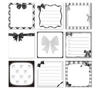 9 Packs Black Bow Sticky Notes, Cute Pink Post It Notes for School Office Home, Sweet Bow Party Bag Fillers, 2.95×2.95 Inch 450 Sheets White Paper Memo Pads Stationery