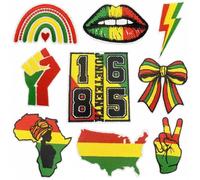 9 Packs Black History Month Iron on Patches Juneteenth 1865 Embroidered Sew on Appliques Black Power Lives Matter Activity Repair Patch Supplies DIY Crafts for Clothing Jacket Jeans Backpack Hat