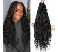 9 Packs Boho Faux Locs Crochet Hair 30 Inch Boho Soft Locs With Curly Ends Bohemian Goddess Hair Extensions For Black Women (1B#-Natural Black, 30 Inch (Pack of 9))