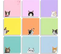 9 Packs Cute Sticky Notes, 450 Sheets Black Cat Sticky Notes Stationary Removable Adhesive Memo Pads for Pet Lovers Office School Party Supplies Gifts(76x76mm)
