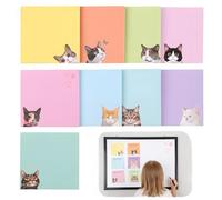 9 Packs Sticky Notes with Cat Motifs 7.6 x 7.6, Essential Sticky Notes for Cat Lovers, for Studying and Office