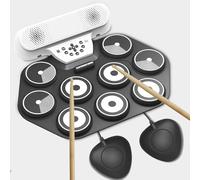 9-Pad Electronic Drum Set for Kids & Beginners, Roll-Up Electric Drum Practice Pad,with Speakers, 10+ Hr Rechargeable Battery - Perfect Christmas & Birthday Gift