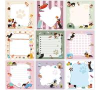 9 Pads Cute Dachshund Notepads 3" x 3" Self-Adhesive Note Pads Fun Memo for Work Office Supplies School Home - Reusable Dachshund Sticky Notes