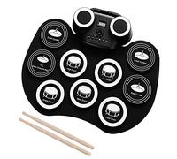 9 Pads Electronic Bass Drum Set with Dual Stereo Speakers & Colorful Lights, Portable Bluetooth Roll Up MIDI Drum, 10 Hours Playtime, Best Music Gift for Kids Beginner (Color : White A)