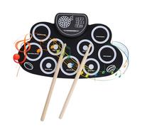 9 Pads Electronic Drum Set, Roll Up Drum Practice Pad with Built in Speaker & Headphone Jack, Drum Sticks & Foot Pedals, Rechargeable Portable Drum Pad for Kids, Adults, Beginner