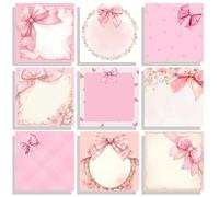 9 Pads Pink Bow Sticky Notes Set, Cute Self-Stick Notepads, Super Adhesive Memo Pads Note Card, Office Decor Gifts, Desk Accessories for Students, School Supplies for Girls, 3x3in