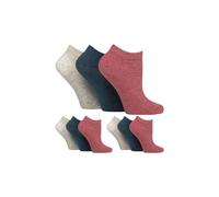 Gentle Grip 9 Pairs Ladies Diabetic Trainer Socks Cushioned Wide Calf Ankle Socks for Swollen Legs (4-8, Coral/Grey/Teal)