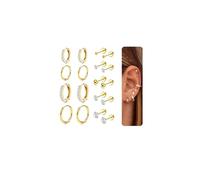 9 Pairs Earrings Sets for Multiple Piercing Hypoallergenic 14K Gold Plated Small Huggie Hoop Earrings for Women Tiny Ball CZ Gold Flat Back Stud Earrings for Women Lobe Helix Cartilage Earrings