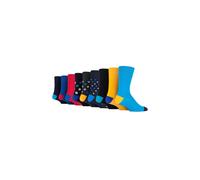 Gentle Grip 9 Pairs Men's Non-Elastic Cotton Socks | Soft Loose Top, Diabetic Friendly (6-11, Colourburst Mix 1)