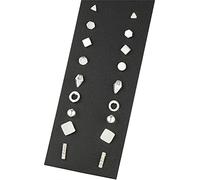 9 Pairs/Set Mini Geometric Triangle Round Square Earring Set Women Piercing Assorted Bead Charms Multiple Stud Earring Set, Silver Clever