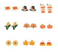 9 Pairs Thanksgiving Earrings Set Pumpkin Sunflower Maple Leaf Corn Turkey Earrings Set Cute Autumn Fall Earrings Fall Jewelry Enamel Thanksgiving Jewelry Gifts for Women
