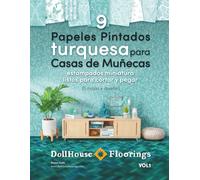 9 Papeles Pintados Turquesa para Casas de Muñecas. VOL1: Estampados Miniatura Listos para Cortar y Pegar. 6 hojas por diseño.