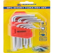 9 Pc Short Torx Key Set Heavy Duty L Shape Hard Steel Security Spanners Tool