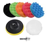9 Pcs 4 Inch Wool Polishing Pads, Car Polishing Pads for Drill, Professional Wool Polishing Buffing Pad, Car Buffer Polisher Kit with M10 Drill Adapter for Car Furniture Polishing Waxing
