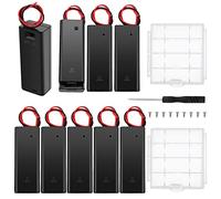 9 PCS AA Battery Holder, KUOQIY 1.5V AA Battery Holder Case with ON/Off Switch & Wire Leads & Cover, with 2 PCS Plastic Battery Storage Box & Screwdriver & Screws
