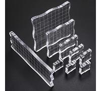 9 Pcs Acrylic Stamp Blocks, Clear Stamping Blocks, Transparent Acrylic Stamps Stamping Blocks Tools with Grid Lines for Scrapbooking Crafts Making, DIY Ornaments - Wavy Curve
