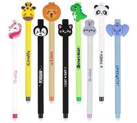 9 Pcs Animal gel pen,0.7 mm Tip Rub Out Pens Range of Barrel Designs